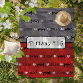 バレーボールパーソナライズされたシニア灰色と赤 フリースブランケット