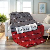 バレーボールパーソナライズされたシニア灰色と赤 フリースブランケット