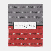 バレーボールパーソナライズされたシニア灰色と赤 フリースブランケット (正面)