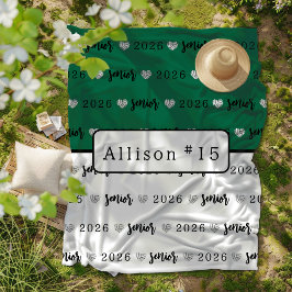 バレーボールパーソナライズされたシニア緑と白 フリースブランケット