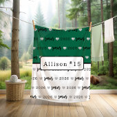 バレーボールパーソナライズされたシニア緑と白 フリースブランケット