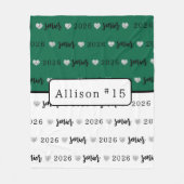 バレーボールパーソナライズされたシニア緑と白 フリースブランケット (正面)