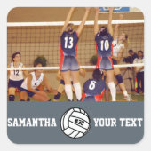 バレーボールパーソナライズされたフォト名チーム# スクエアシール (正面)