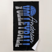 バレーボールパーソナライズされたプレーヤーADD NAMEチームチャンピオン ビーチタオル (正面)