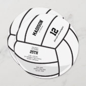 バレーボールパーソナライズされたボール誕生日パーティー 招待状 (正面/裏面)