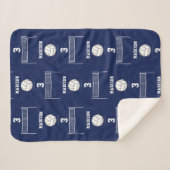 バレーボールパーソナライズされたボール&ネットパターン シェルパブランケット (正面(横))