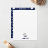 バレーボールパーソナライズされたボール&ネットパターン ノートカード (正面/裏面インサイチュ)