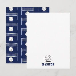 バレーボールパーソナライズされたボール&ネットパターン ノートカード