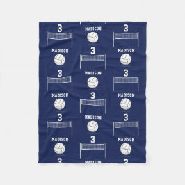 バレーボールパーソナライズされたボール&ネットパターン フリースブランケット
