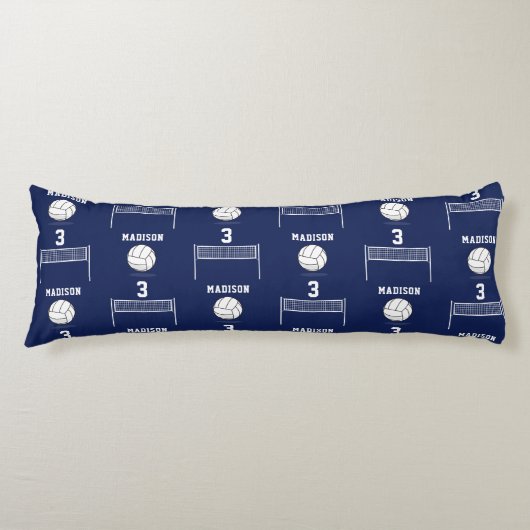 バレーボールパーソナライズされたボール&ネットパターン ボディピロー (正面)