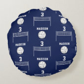 バレーボールパーソナライズされたボール&ネットパターン ラウンドクッション (裏面)