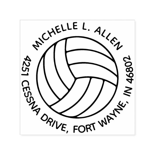 バレーボールパーソナライズされたラウンド差出人住所 セルフインキングスタンプ (デザイン)