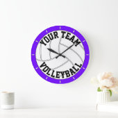 バレーボールパーソナライズされた文字とカラーウォールクロック ラージ壁時計 (ホーム)