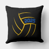 バレーボールパーソナライズされた選手の青と黄色 クッション (裏面)