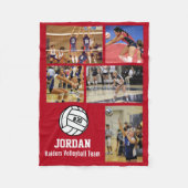 バレーボールパーソナライズされた5フォトコラージュ名チーム番号 フリースブランケット (正面)