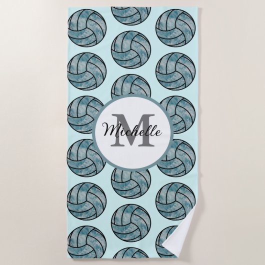 バレーボールパーソナライズされた、バレーボール選手のギフト ビーチタオル (正面)