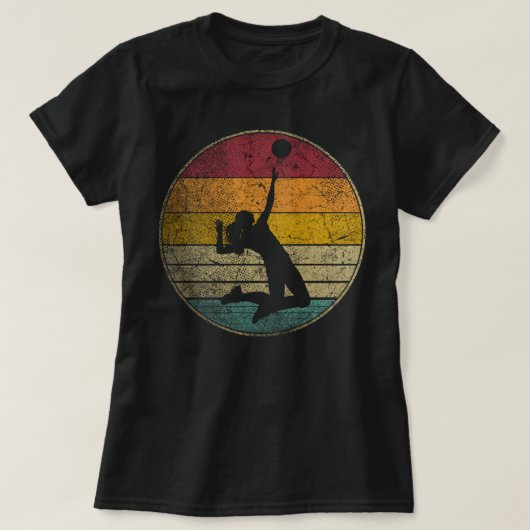 バレーボールビーチ大学高校ヴィンテージレトロ Tシャツ (デザイン正面)