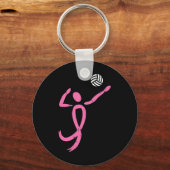 バレーボールピンクリボン乳癌認識度Spo キーホルダー (正面)