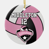 バレーボール🏐ピンク、白、黒 セラミックオーナメント (正面)