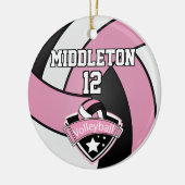 バレーボール🏐ピンク、白、黒 セラミックオーナメント (左)