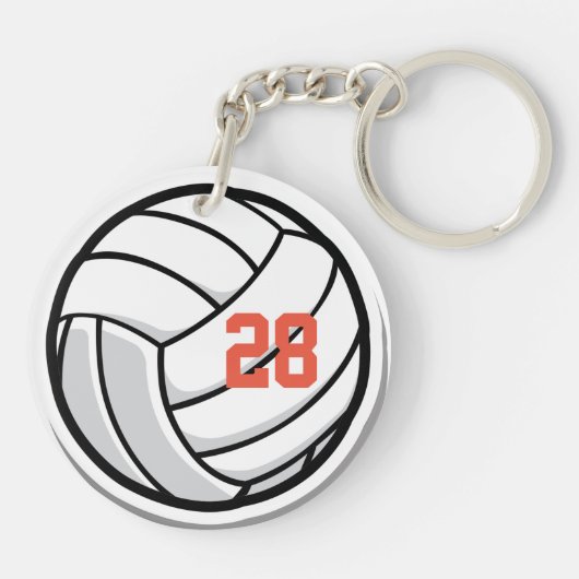 バレーボールファンクラブホワイトブラックオレンジスポーツチーム キーホルダー (裏面)