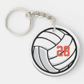 バレーボールファンクラブホワイトブラックオレンジスポーツチーム キーホルダー (正面)
