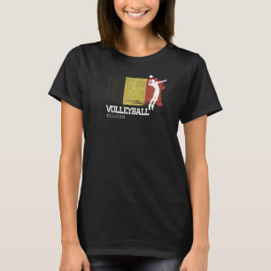 バレーボールベルギー国旗の女の子バレーボール女性 Tシャツ