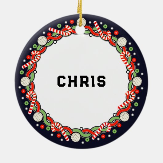 バレーボールホリデーギフトセラミックオーナメント セラミックオーナメント (裏面)