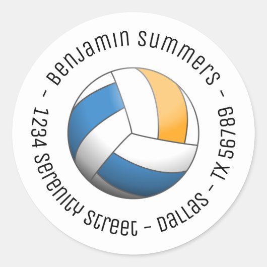 バレーボールボールカスタム文字 ラウンドシール (正面)