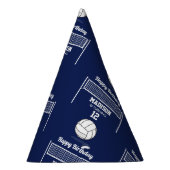 バレーボールボール&ネットネイビーブルー誕生日名年齢 パーティーハット (右)