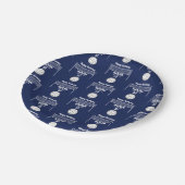 バレーボールボール&ネットネイビーブルー誕生日名年齢 ペーパープレート (アングル)