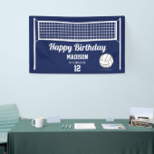 バレーボールボール&ネットネイビーブルー誕生日名年齢 横断幕 (トレードショー)