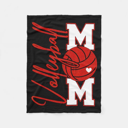 バレーボールママ ゲームデー ママ Srts バレーボール ファミ フリースブランケット (正面)