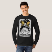 バレーボールマムヒョウ乱雑バンボールマム母 Tシャツ (正面フル)