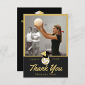 バレーボールモダン選手の写真卒業クラス サンキューカード (正面/裏面)