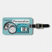 バレーボールラベル🏐 -ティール(緑がかった色)青 ラゲッジタグ (正面横)