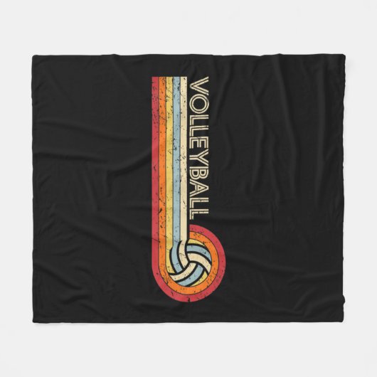 バレーボールレトロカッコいいヴィンテージティーンズアダルトボレイブ フリースブランケット (正面(横))