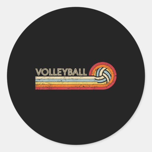 バレーボールレトロカッコいいヴィンテージティーンズアダルトボレイブ ラウンドシール (正面)