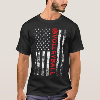 バレーボールヴィンテージアメリカ国旗 Tシャツ