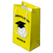 バレーボール卒業スポーツイエロー スモールペーパーバッグ (裏面アングル)