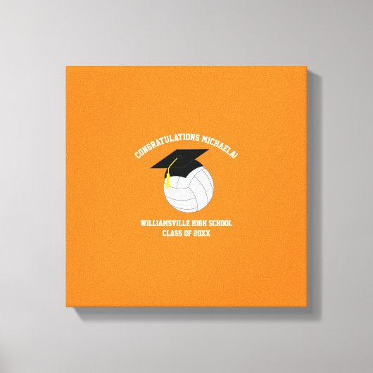 バレーボール卒業スポーツオレンジ キャンバスプリント (正面)