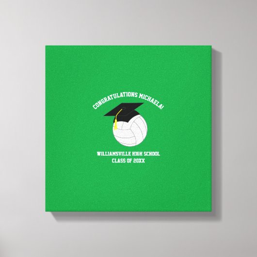 バレーボール卒業スポーツグリーン キャンバスプリント (正面)