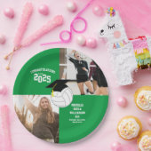 バレーボール卒業スポーツグリーン ペーパープレート (パーティー)