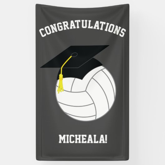 バレーボール卒業スポーツグレー 横断幕 (縦)