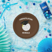 バレーボール卒業スポーツブラウン ペーパープレート (パーティー)