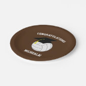 バレーボール卒業スポーツブラウン ペーパープレート (アングル)