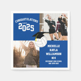 バレーボール卒業スポーツブルー スタンダードカクテルナプキン