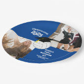 バレーボール卒業スポーツブルー ペーパープレート (アングル)