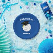 バレーボール卒業スポーツブルー ペーパープレート (パーティー)