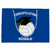 バレーボール卒業スポーツブルー ラージペーパーバッグ (裏面)